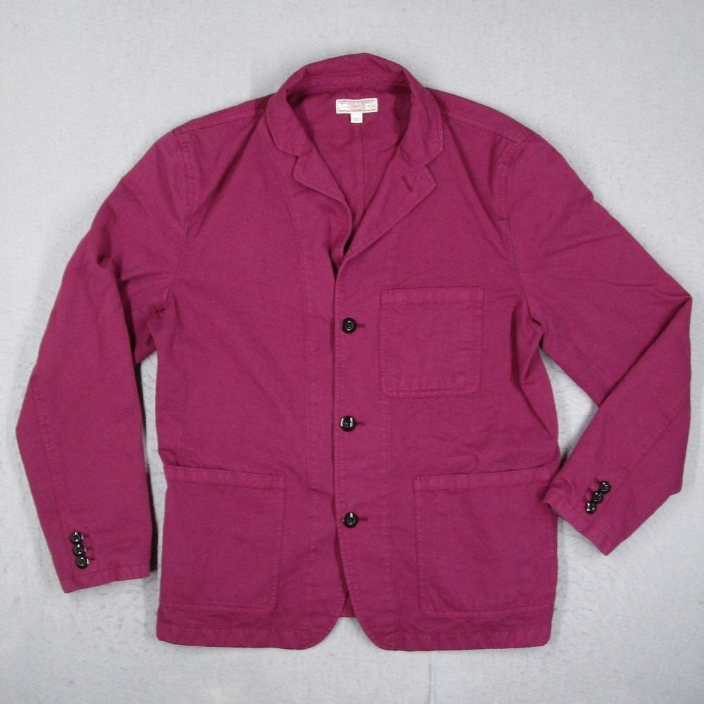 Wallace & Barnes Mens Berry Burgundy Cotton Linen Chore Blazer Jacket G6710 42R